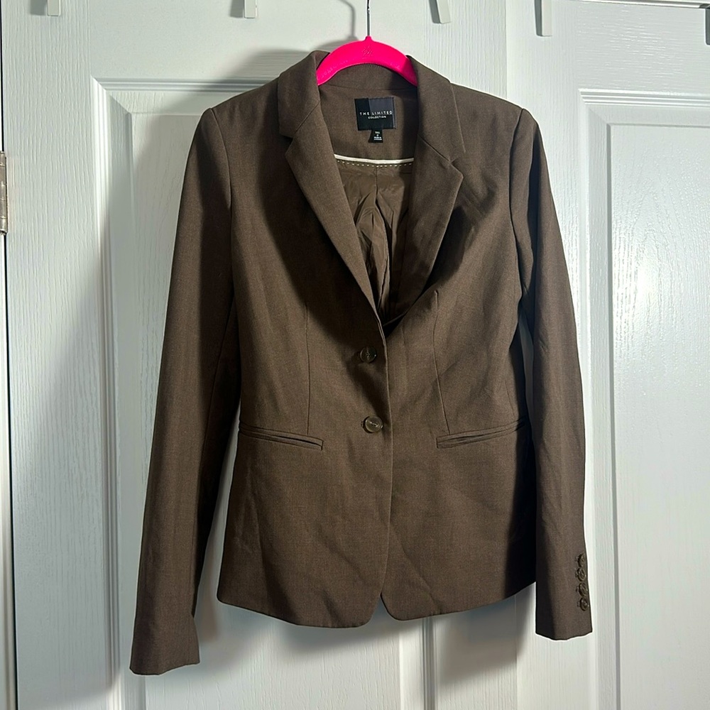 The Limited size 2 tall suit jacket - medium Heather brown with striped lining